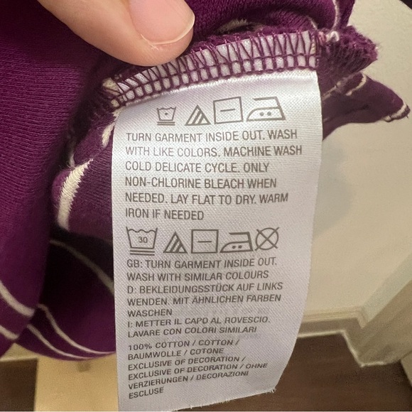 Isaac Mizrahi Live! Women's Top Purple & Cream Stripes Medium - Picture 4 of 7